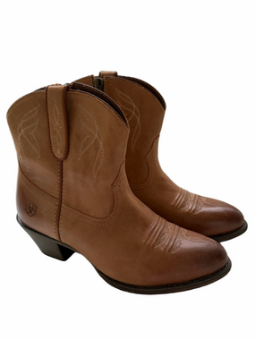 ARIAT Darlin Western Boot Brown Sugar Tan Leather Cowboy Booties SZ 6.5 LIKE NEW